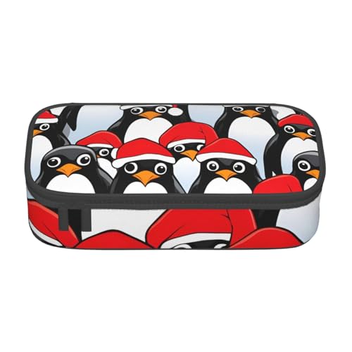 Bkdogkt Federmäppchen mit weihnachtlichem Pinguin-Druck, 21,6 x 5,1 x 9,4 cm, großes Fassungsvermögen, funktionale Aufbewahrung für Büro, Reisen von Bkdogkt
