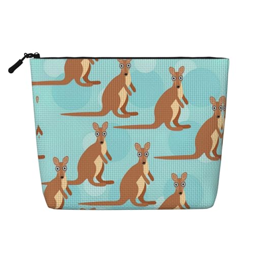 Bkdogkt Funny for Kangaroo Zoo-Aufdruck, Arbeitstasche Essentials, einlagige Make-up-Tasche, Reise-Kosmetik-Organizer, großes Fassungsvermögen, Schwarz, Einheitsgröße von Bkdogkt