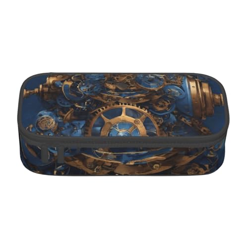 Bkdogkt Gears Clock Federmäppchen, Bronze, Jahrhundertdruck, 21,6 x 5,1 x 9,4 cm, großes Fassungsvermögen, funktionale Aufbewahrung für Büro und Reisen von Bkdogkt