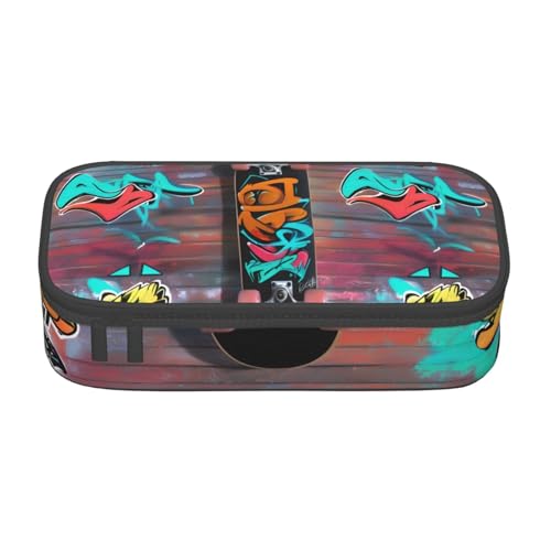 Bkdogkt Graffiti-Skateboard-Druck, 21,6 x 5,1 x 9,4 cm, großes Fassungsvermögen, funktionale Aufbewahrung für Büro und Reisen von Bkdogkt