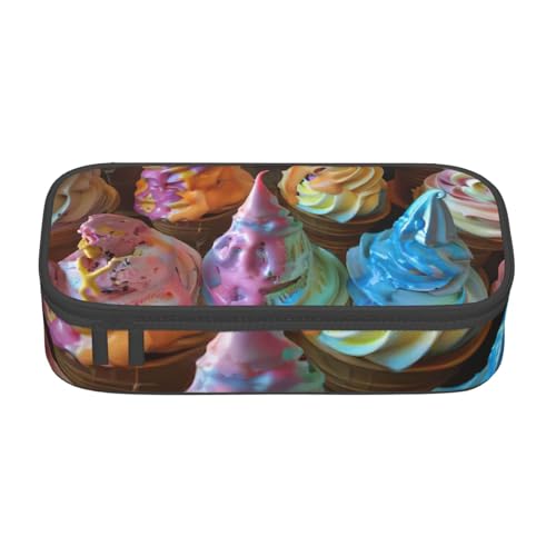 Bkdogkt Großes Federmäppchen mit buntem Eiscreme-Druck, 21,6 x 5,1 x 9,4 cm von Bkdogkt