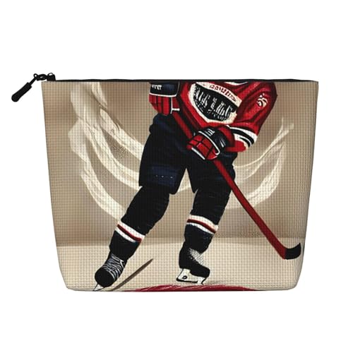 Bkdogkt Hockey-Sporttasche mit Aufdruck, einlagig, Make-up-Tasche, Reise-Kosmetik-Organizer, großes Fassungsvermögen, Schwarz, Einheitsgröße von Bkdogkt