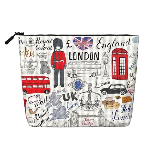 Bkdogkt I Love London Arbeitstasche mit Aufdruck, einlagig, Make-up-Tasche, Reise-Kosmetik-Organizer, großes Fassungsvermögen, Schwarz, Einheitsgröße von Bkdogkt