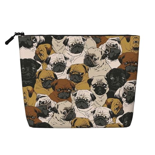 Bkdogkt Imagen De Mops Arbeitstasche mit Aufdruck, einlagig, Make-up-Tasche, Reise-Kosmetik-Organizer, großes Fassungsvermögen, Schwarz, Einheitsgröße von Bkdogkt