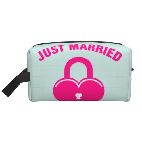Bkdogkt Just Married Kosmetik-Organizer mit großem Fassungsvermögen, für Damen und Herren, tragbare Reise-Make-up-Tasche, Weiss/opulenter Garten, Einheitsgröße von Bkdogkt