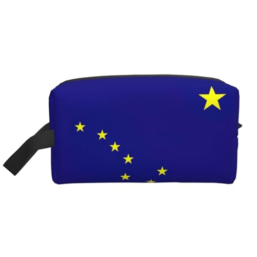 Bkdogkt Kosmetik-Organizer mit Alaska-Staatsflagge, großes Fassungsvermögen, für Damen und Herren, tragbare Reise-Make-up-Tasche, Weiss/opulenter Garten, Einheitsgröße von Bkdogkt