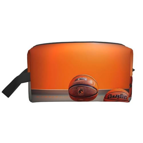 Bkdogkt Kosmetik-Organizer mit Basketball-Aufdruck, großes Fassungsvermögen, für Damen und Herren, tragbare Reise-Make-up-Tasche, Weiss/opulenter Garten, Einheitsgröße von Bkdogkt