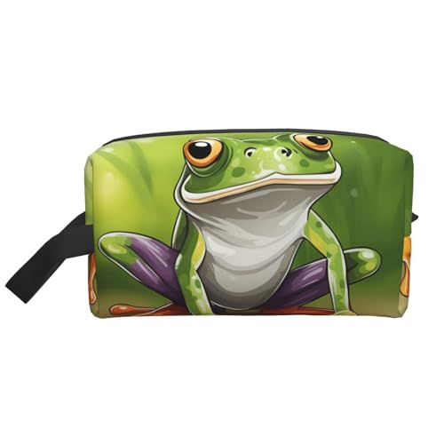 Bkdogkt Kosmetik-Organizer mit Cartoon-Frosch-Druck, großes Fassungsvermögen, für Damen und Herren, tragbare Reise-Make-up-Tasche, Weiss/opulenter Garten, Einheitsgröße von Bkdogkt