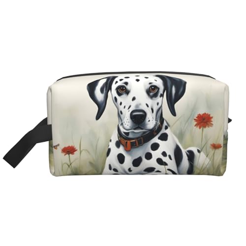 Bkdogkt Kosmetik-Organizer mit Dalmatiner-Druck, großes Fassungsvermögen, für Damen und Herren, tragbare Reise-Make-up-Tasche, Weiss/opulenter Garten, Einheitsgröße von Bkdogkt