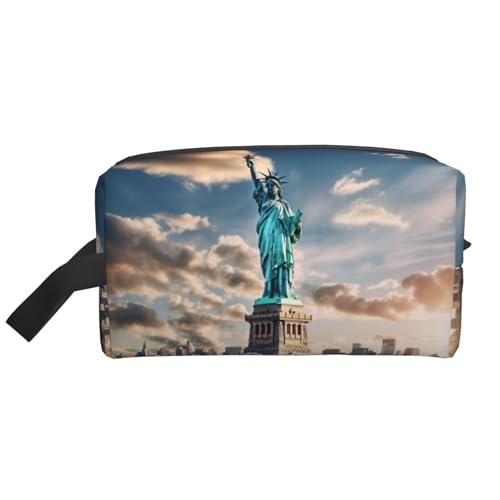 Bkdogkt Kosmetik-Organizer mit Freiheitsstatue in NYC, großes Fassungsvermögen, für Damen und Herren, tragbare Reise-Make-up-Tasche, Weiss/opulenter Garten, Einheitsgröße von Bkdogkt