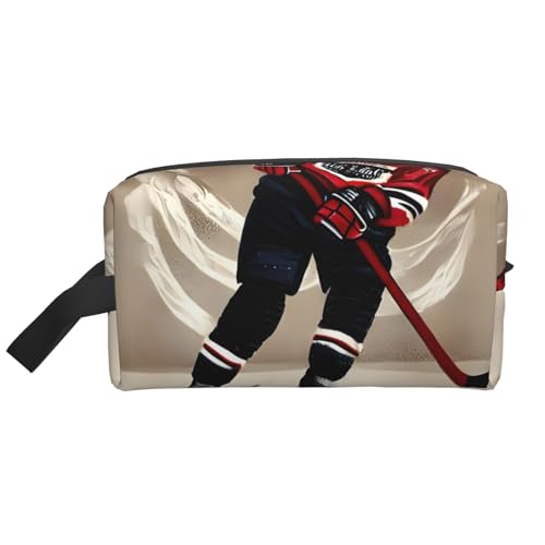 Bkdogkt Kosmetik-Organizer mit Hockey-Sportaufdruck, großes Fassungsvermögen, für Damen und Herren, tragbare Reise-Make-up-Tasche, Weiss/opulenter Garten, Einheitsgröße von Bkdogkt