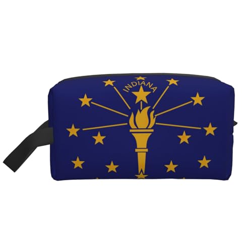 Bkdogkt Kosmetik-Organizer mit Indiana-Flagge, großes Fassungsvermögen, für Damen und Herren, tragbare Reise-Make-up-Tasche, Weiss/opulenter Garten, Einheitsgröße von Bkdogkt