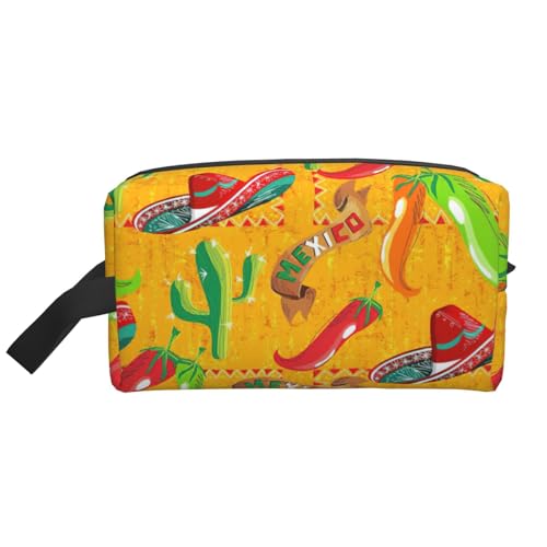 Bkdogkt Kosmetik-Organizer mit Kaktushut und Chilischote, großes Fassungsvermögen, für Damen und Herren, tragbare Reise-Make-up-Tasche, Weiss/opulenter Garten, Einheitsgröße von Bkdogkt