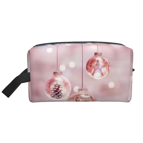Bkdogkt Kosmetik-Organizer mit Weihnachtsball-Aufdruck, großes Fassungsvermögen, für Damen und Herren, tragbare Reise-Make-up-Tasche, Weiss/opulenter Garten, Einheitsgröße von Bkdogkt