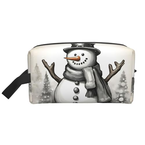 Bkdogkt Kosmetik-Organizer mit Weihnachtsmotiv und Schneemann, großes Fassungsvermögen, für Damen und Herren, tragbare Reise-Make-up-Tasche, Weiss/opulenter Garten, Einheitsgröße von Bkdogkt