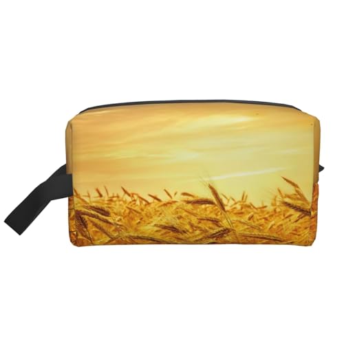 Bkdogkt Kosmetik-Organizer mit Weizenfelddruck, großes Fassungsvermögen, für Damen und Herren, tragbare Reise-Make-up-Tasche, Weiss/opulenter Garten, Einheitsgröße von Bkdogkt