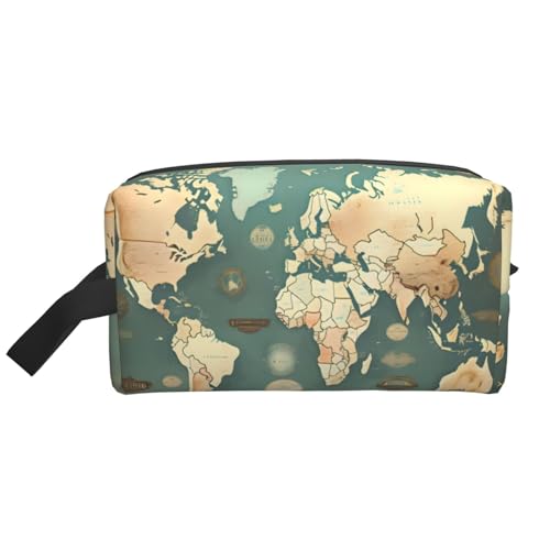 Bkdogkt Kosmetik-Organizer mit Weltkarte, Retrodruck, großes Fassungsvermögen, für Damen und Herren, tragbare Reise-Make-up-Tasche, Weiss/opulenter Garten, Einheitsgröße von Bkdogkt