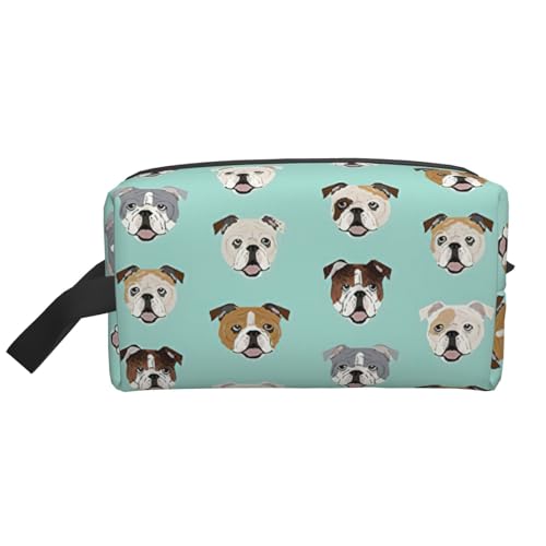 Bkdogkt Kosmetik-Organizer mit englischer Bulldogge, großes Fassungsvermögen, für Damen und Herren, tragbare Reise-Make-up-Tasche, Weiss/opulenter Garten, Einheitsgröße von Bkdogkt