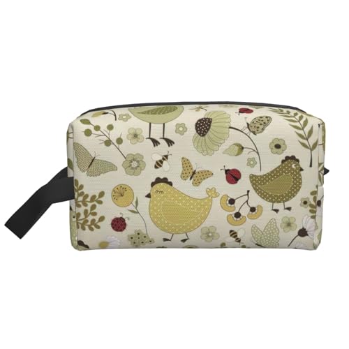 Bkdogkt Kosmetik-Organizer mit gelbem Blättermotiv, großes Fassungsvermögen, für Damen und Herren, tragbare Reise-Make-up-Tasche, Weiss/opulenter Garten, Einheitsgröße von Bkdogkt