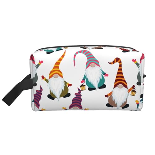Bkdogkt Kosmetik-Organizer mit lustigem Weihnachts-Zwerg-Druck, großes Fassungsvermögen, für Damen und Herren, tragbare Reise-Make-up-Tasche, Weiss/opulenter Garten, Einheitsgröße von Bkdogkt