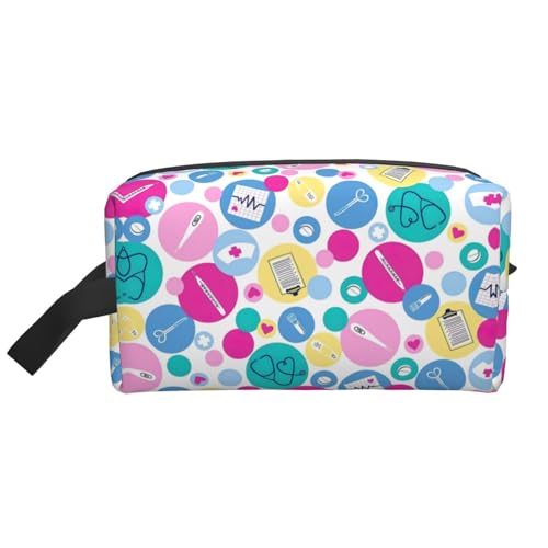 Bkdogkt Kosmetik-Organizer mit niedlichem Krankenschwesteraufdruck, großes Fassungsvermögen, für Damen und Herren, tragbare Reise-Make-up-Tasche, Weiss/opulenter Garten, Einheitsgröße von Bkdogkt
