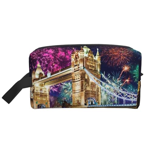 Bkdogkt Night London Tower Bridge Print Large Capacity Cosmetic Organizer for Women and Men Portable Travel Makeup Pouch, Weiss/opulenter Garten, Einheitsgröße von Bkdogkt