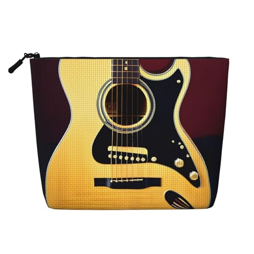 Bkdogkt Note Gitarren-Aufdruck, Arbeitstasche Essentials, einlagige Make-up-Tasche, Reise-Kosmetik-Organizer, großes Fassungsvermögen, Schwarz, Einheitsgröße von Bkdogkt