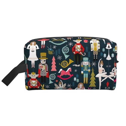 Bkdogkt Nussknacker-Ballett-Weihnachts-Tanz-Druck, großes Fassungsvermögen, Kosmetik-Organizer für Damen und Herren, tragbare Reise-Make-up-Tasche, Weiss/opulenter Garten, Einheitsgröße von Bkdogkt