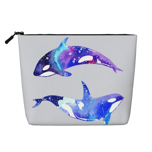 Bkdogkt Orca Killer-Wal-Aufdruck, Arbeitstasche Essentials, einlagige Make-up-Tasche, Reise-Kosmetik-Organizer, großes Fassungsvermögen, Schwarz, Einheitsgröße von Bkdogkt