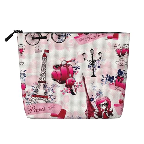 Bkdogkt Paris Eiffelturm Frankreich Druck Arbeitstasche Essentials einlagige Make-up-Tasche Reise-Kosmetik-Organizer großes Fassungsvermögen, Schwarz, Einheitsgröße von Bkdogkt