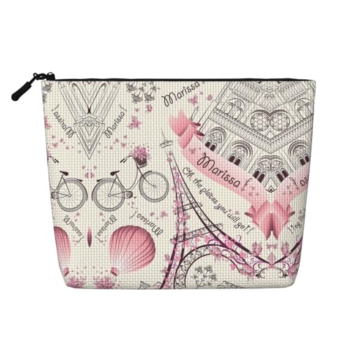 Bkdogkt Romantic Paris Arbeitstasche mit Schmetterlings-Aufdruck, einlagig, Make-up-Tasche, Reise-Kosmetik-Organizer, großes Fassungsvermögen, Schwarz, Einheitsgröße von Bkdogkt