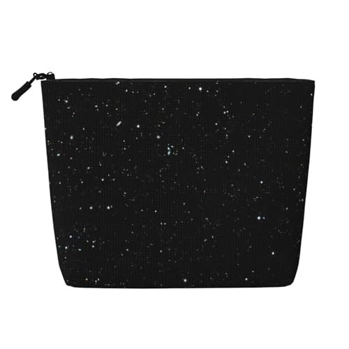 Bkdogkt Schwarze Arbeitstasche mit Glitzer-Aufdruck, einlagig, Make-up-Tasche, Reise-Kosmetik-Organizer, großes Fassungsvermögen, Schwarz, Einheitsgröße von Bkdogkt