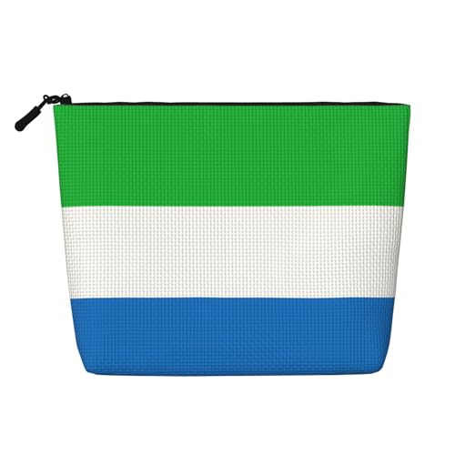 Bkdogkt Sierra Leone Arbeitstasche mit Flaggenaufdruck, einlagig, Make-up-Tasche, Reise-Kosmetik-Organizer, großes Fassungsvermögen, Schwarz, Einheitsgröße von Bkdogkt