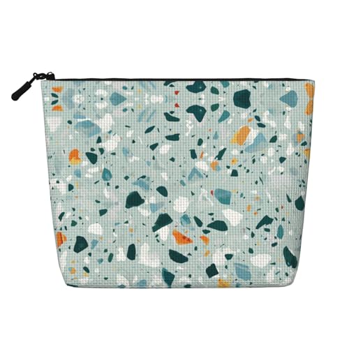 Bkdogkt Terrazzo Arbeitstasche mit Marmor-Druck, einlagig, Make-up-Tasche, Reise-Kosmetik-Organizer, großes Fassungsvermögen, Schwarz, Einheitsgröße von Bkdogkt