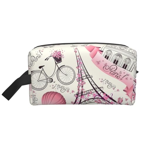Bkdogkt The Paris Tower and a Bicycle Print Large Capacity Cosmetic Organizer for Women and Men Portable Travel Makeup Pouch, Weiss/opulenter Garten, Einheitsgröße von Bkdogkt