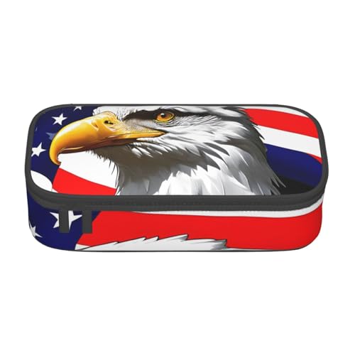 Federmäppchen, Motiv: Amerikanischer Weißkopfseeadler, 21,6 x 5,1 x 9,4 cm, großes Fassungsvermögen, funktionale Aufbewahrung für Büro und Reisen von Bkdogkt
