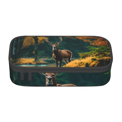 Federmäppchen, Motiv: Hirsch, Bär, Elch, 21,6 x 5,1 x 9,4 cm, großes Fassungsvermögen, funktionale Aufbewahrung für Büro, Reisen von Bkdogkt