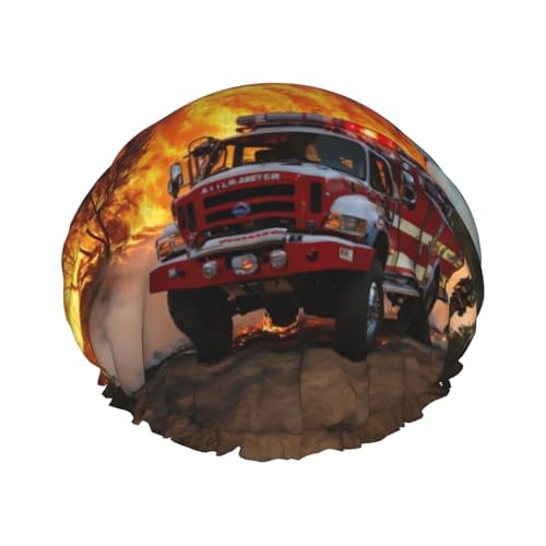 Feuerwehrmann Feuerwehrmann Flamme Druck Badehaarkappe doppellagige Duschhaube für Damen und Herren wiederverwendbar leicht weich von Bkdogkt