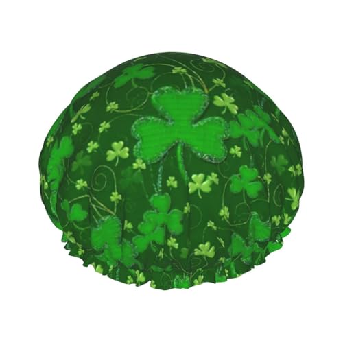 Hintergrund St. Patrick's Day Glitzer-Druck Badehaube Doppelschicht Duschhaube für Damen und Herren wiederverwendbar leicht weich von Bkdogkt