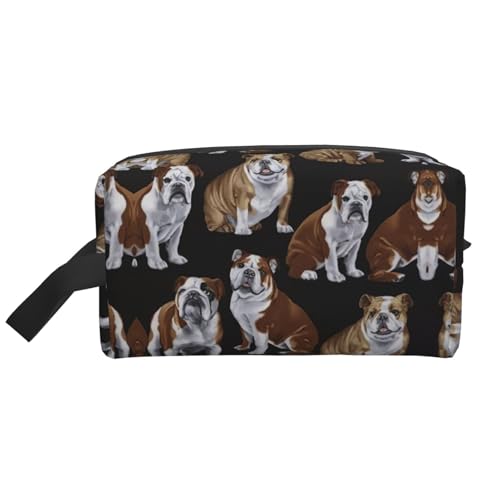 Kosmetik-Organizer mit englischer Bulldogge, großes Fassungsvermögen, für Damen und Herren, tragbare Reise-Make-up-Tasche, Weiss/opulenter Garten, Einheitsgröße von Bkdogkt