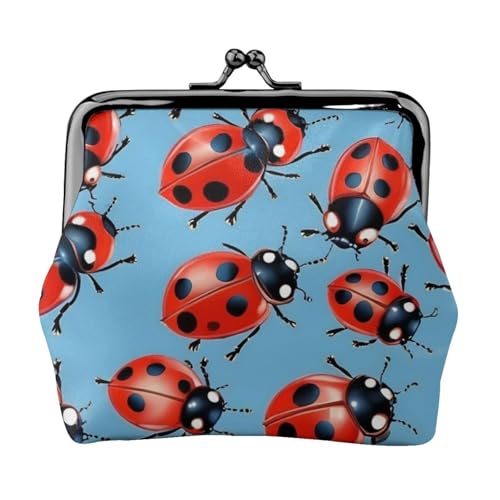 Marienkäfer auf einem Hintergrund, vielseitige Münzgeldbörse, exquisite Mini-Geldbörse, niedliche Kleingeldtasche für jeden Anlass von Bkdogkt