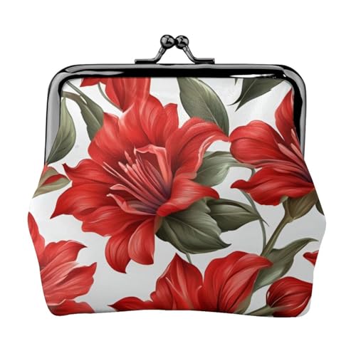 Schöne Geldbörse mit rotem Blumendruck, vielseitige Münzbörse, exquisite Mini-Geldbörse, niedliche Kleingeldtasche für jeden Anlass von Bkdogkt