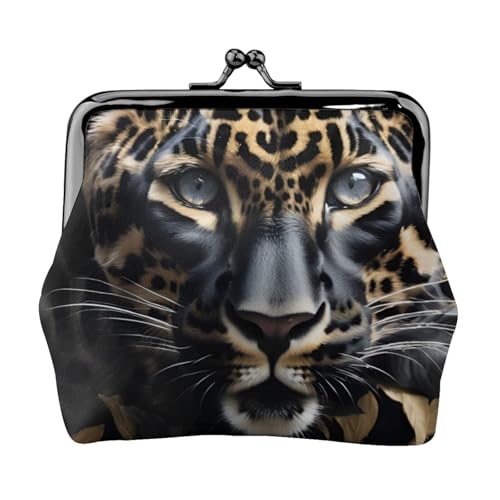 Schwarze Geldbörse mit Leopardenmuster, vielseitige Münzbörse, exquisite Mini-Geldbörse, niedliches Kleingeldfach für jeden Anlass von Bkdogkt
