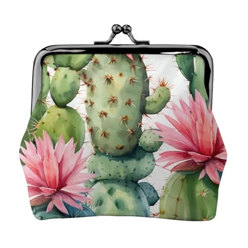 Vielseitige Münzbörse mit Aquarell-Kaktusdruck, exquisite Mini-Geldbörse, niedliches Kleingeldfach für jeden Anlass von Bkdogkt