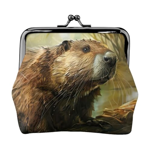 Vielseitige Münzbörse mit Biber-Druck, exquisite Mini-Geldbörse, niedliches Kleingeldfach für jeden Anlass von Bkdogkt