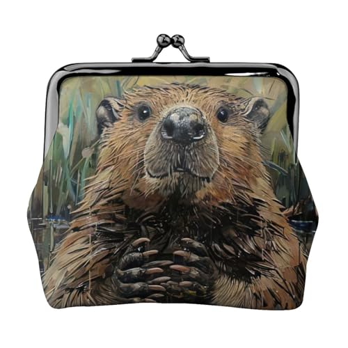 Vielseitige Münzbörse mit Biber-Druck, exquisite Mini-Geldbörse, niedliches Kleingeldfach für jeden Anlass von Bkdogkt