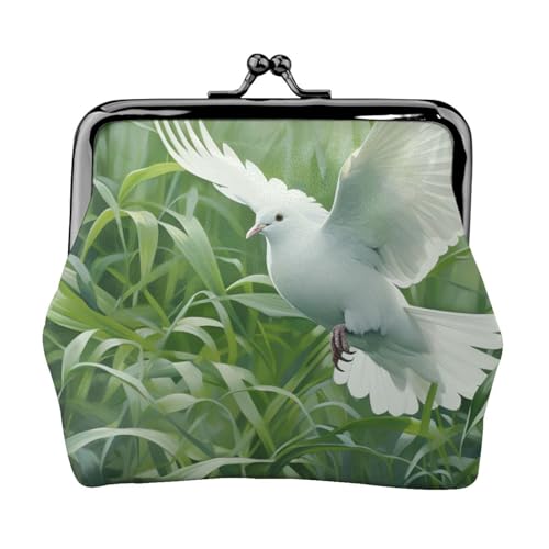 Vielseitige Münzbörse mit Gras- und Tauben-Druck, exquisite Mini-Geldbörse, niedliches Kleingeldfach für jeden Anlass von Bkdogkt