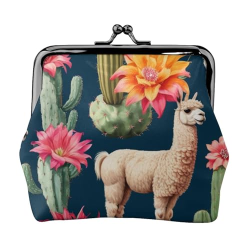 Vielseitige Münzbörse mit Lama-Alpaka-/Kaktusblumen-Druck, exquisite Mini-Geldbörse, niedlicher Kleingeldbeutel für jeden Anlass von Bkdogkt