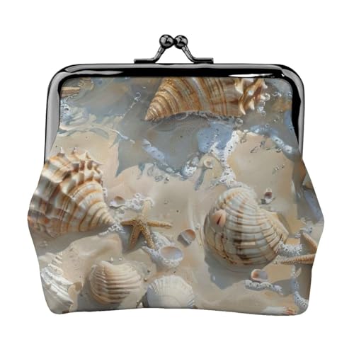 Vielseitige Münzbörse mit Muschelsanddruck, exquisite Mini-Geldbörse, niedliches Kleingeldfach für jeden Anlass von Bkdogkt