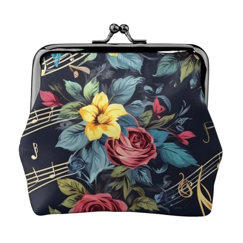 Vielseitige Münzbörse mit Musiknoten-Blumendruck, exquisite Mini-Geldbörse, niedliches Kleingeldfach für jeden Anlass von Bkdogkt